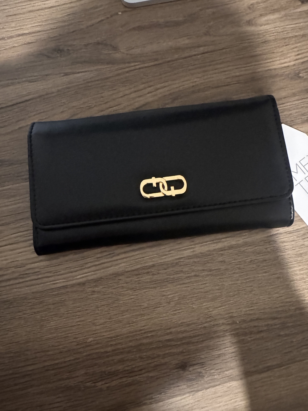 Black Women's Wallet with Gold Accent